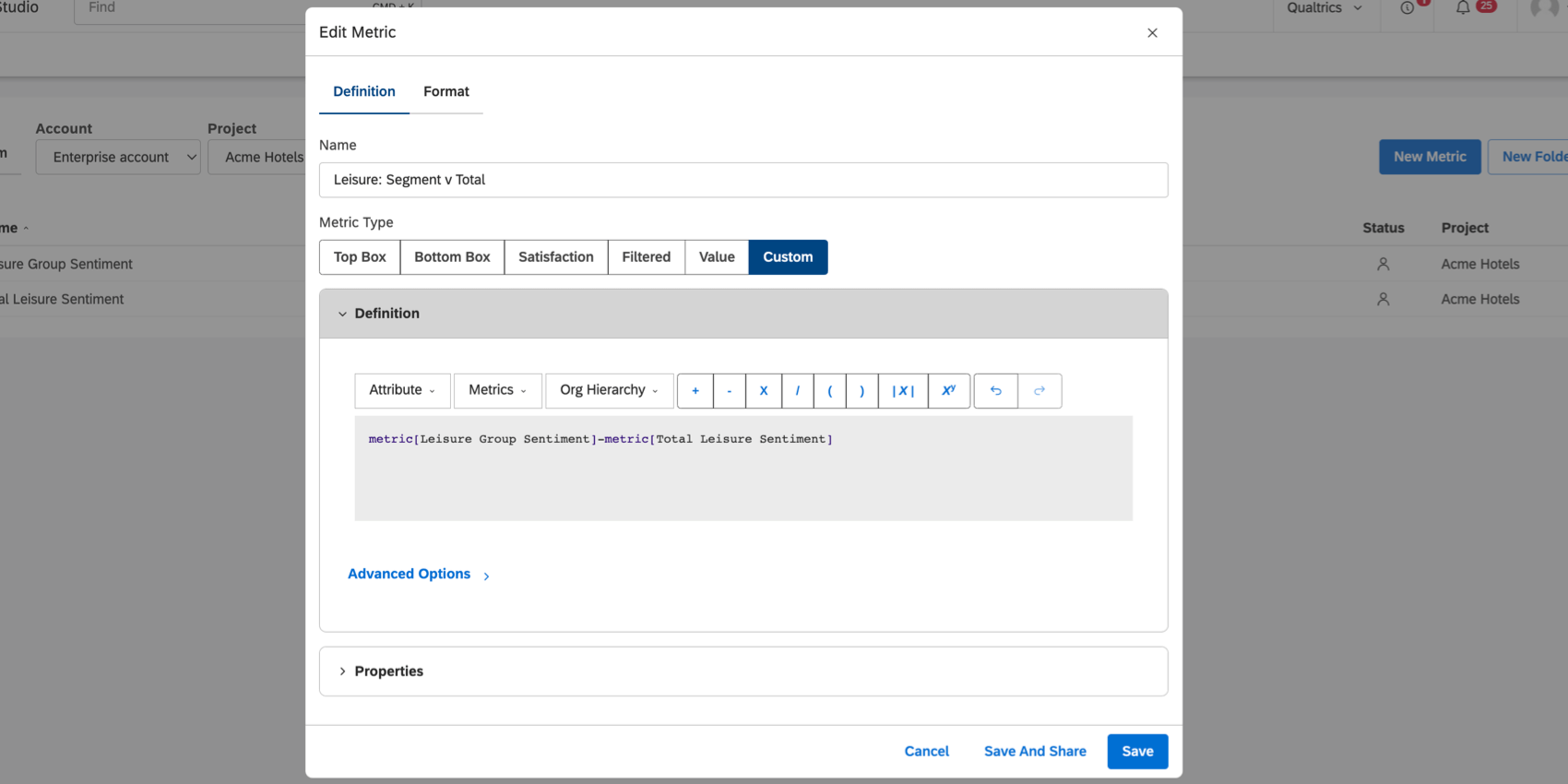 上記のカスタム数学メトリック公式の画像