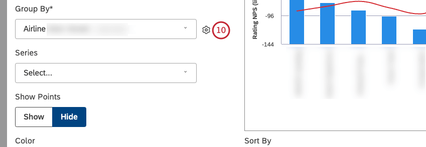 After you select a grouping option, click the gear icon next to it to configure the subset of data that should be included into that grouping for the report