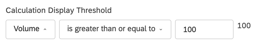 calculation display threshold volume is greater than or equal to 100