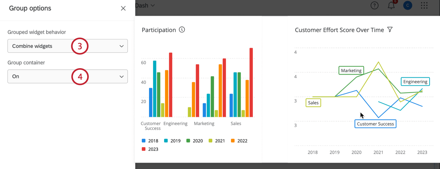 Anpassungsoptionen Widget