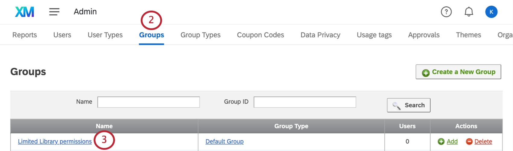 Image showing how to navigate to the groups tab