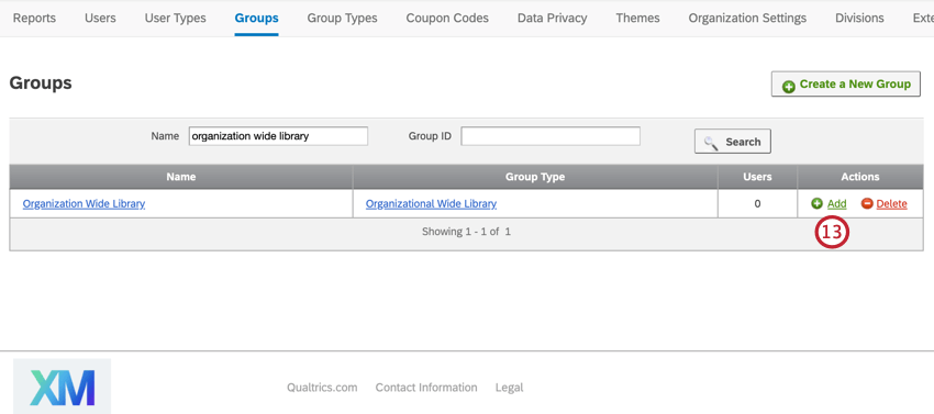 o botão add para adicionar usuários a um grupo