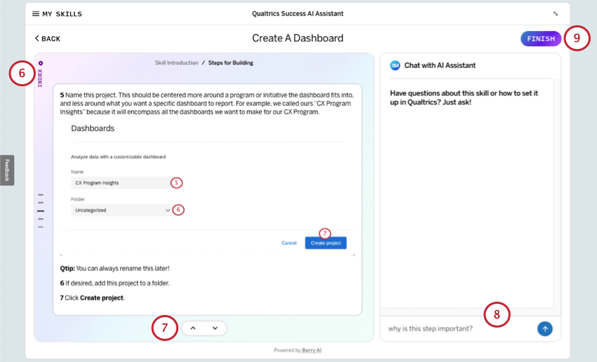 page with support steps on the left and chatbot on the right