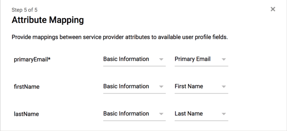campi primari di e-mail, nome e cognome su g-suite