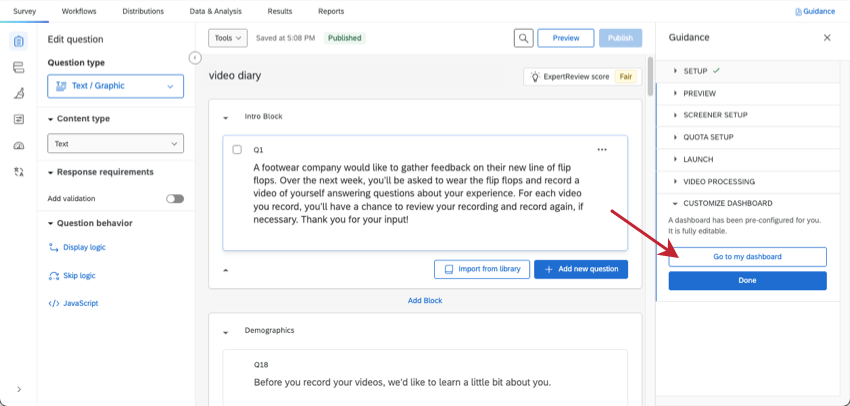 painel orientação foi aberto à direita na pesquisa e o botão dashboard meu painel foi destacado