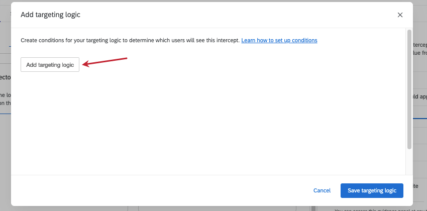 new window where you set targeting logic