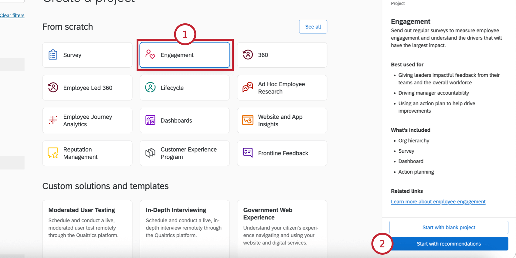 creazione di un nuovo progetto di engagement utilizzando la guida