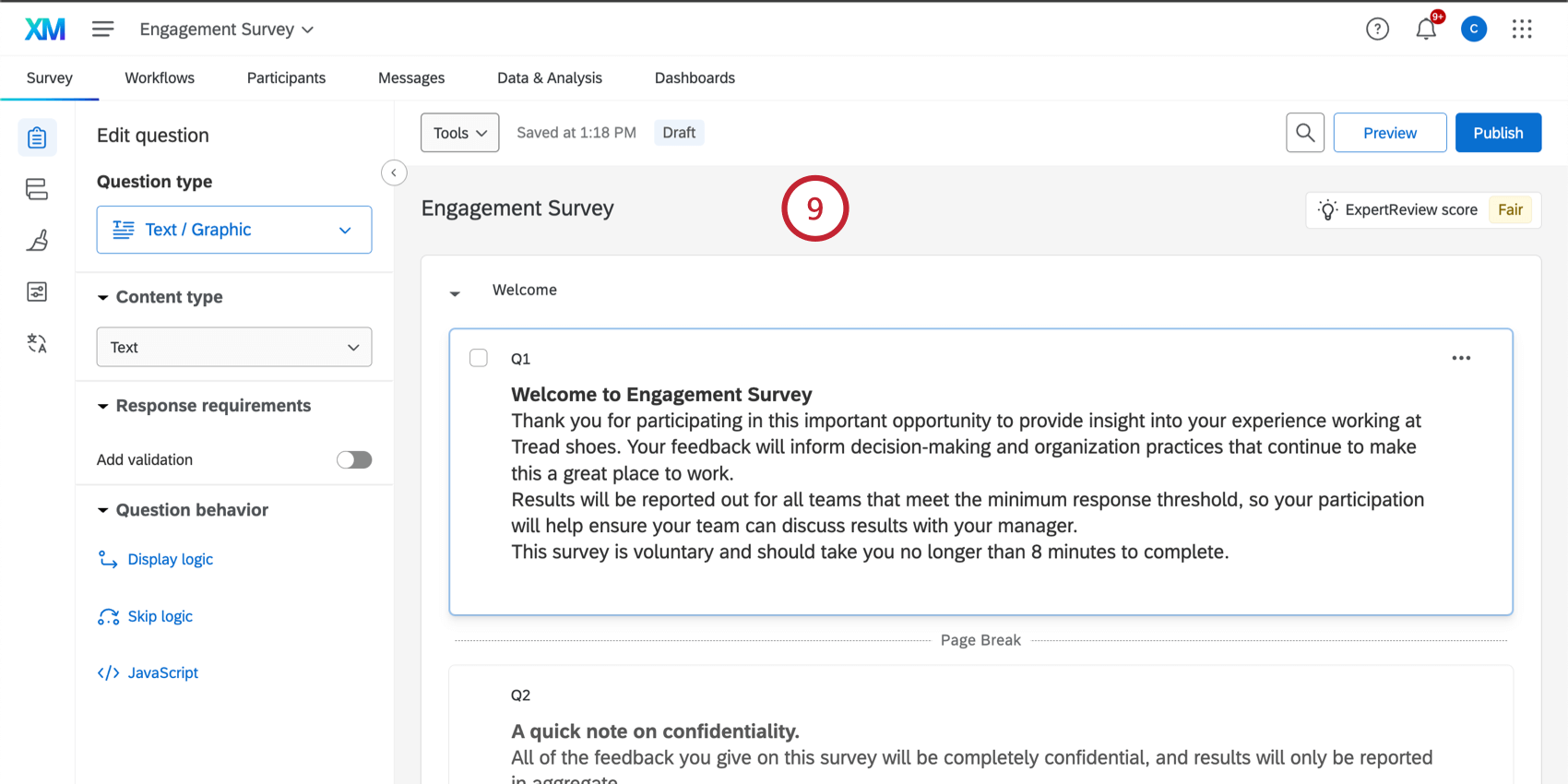 editar la encuesta generada