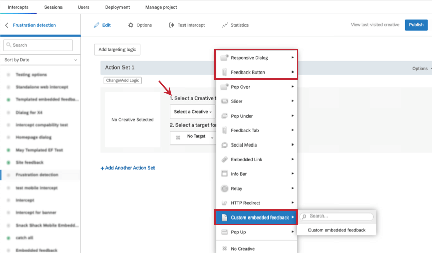 editor de interceptor antigo - selecione um menu suspenso criativo expandido