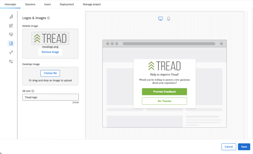 imagem da janela de feedback branca e verde no novo editor de insights do site