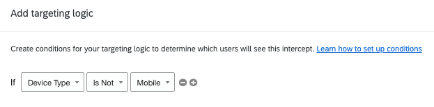 aggiungere la logica di destinazione che dice di mostrare lintercetta se il tipo di dispositivo non è mobile