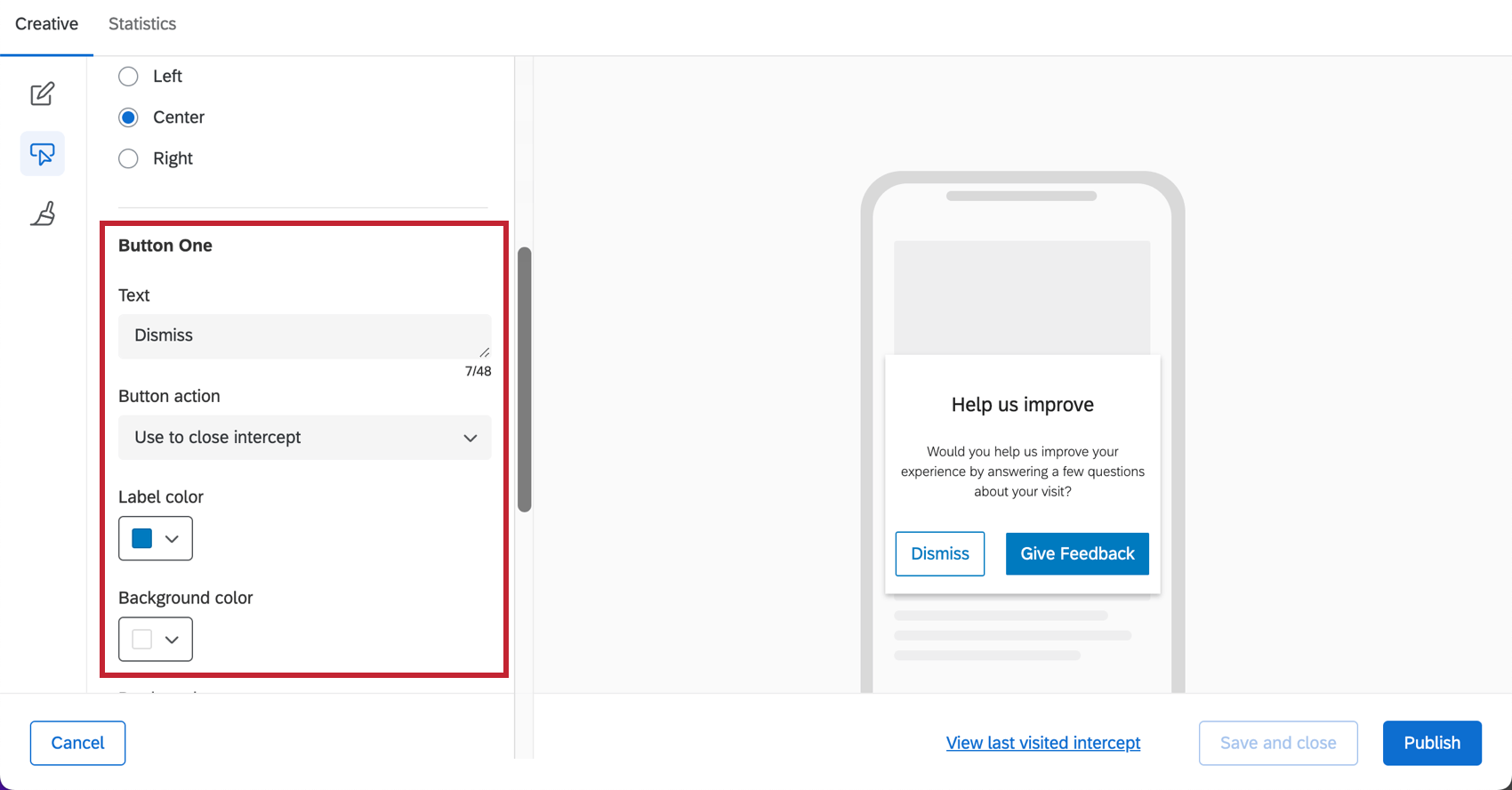 button one editing options