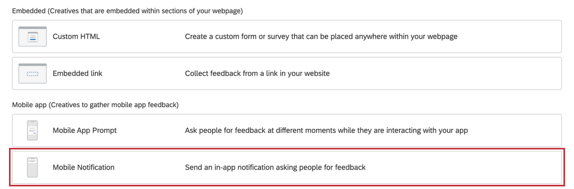 Mobile Notification is an option on the Creative window