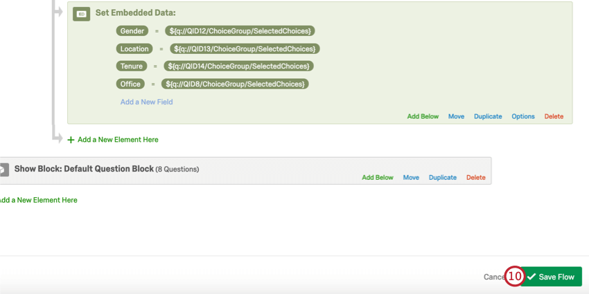 o botão salvar fluxo