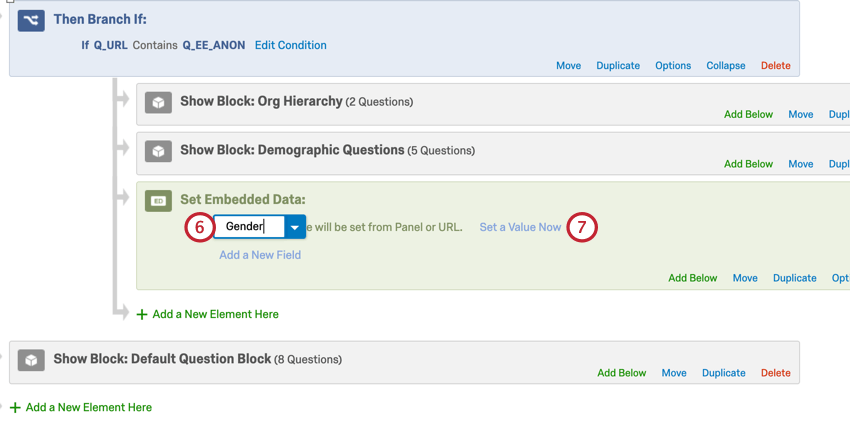 adding embedded data fields to be saved in the survey flow