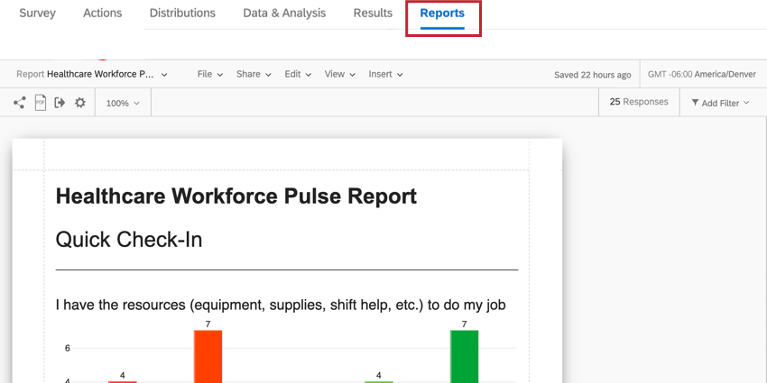 La pestaña de informes