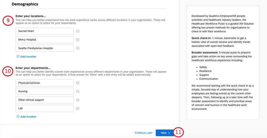 Campos vazios para você inserir os locais do escritório