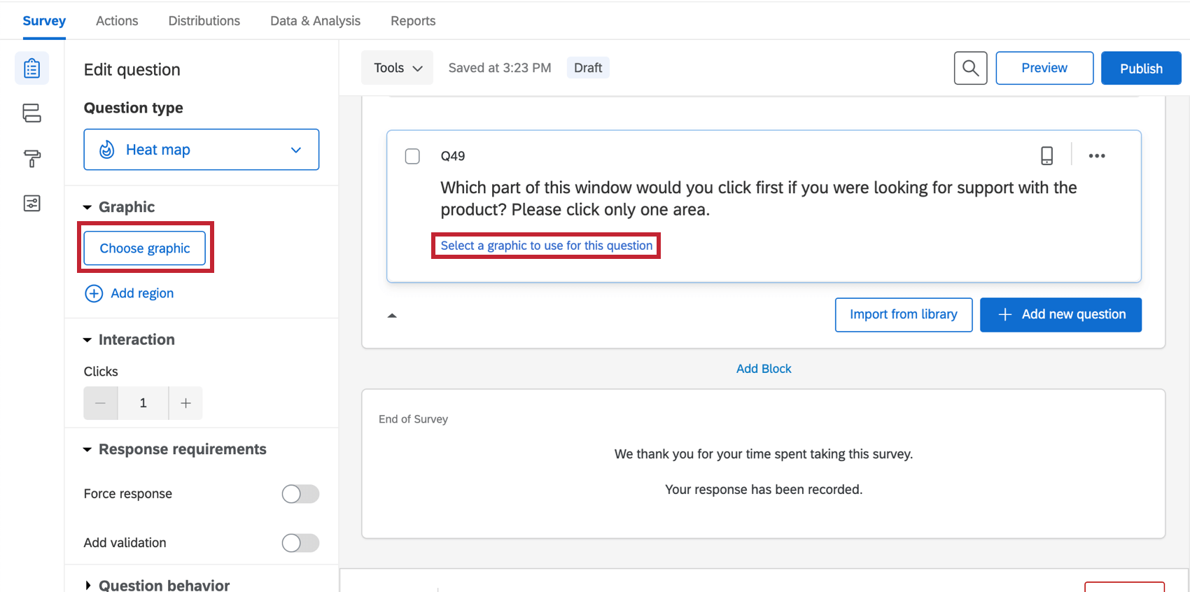 Creating regions on a heat map, naming them, and modifying click settings