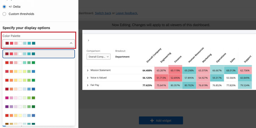 Auswahl einer Farbpalette