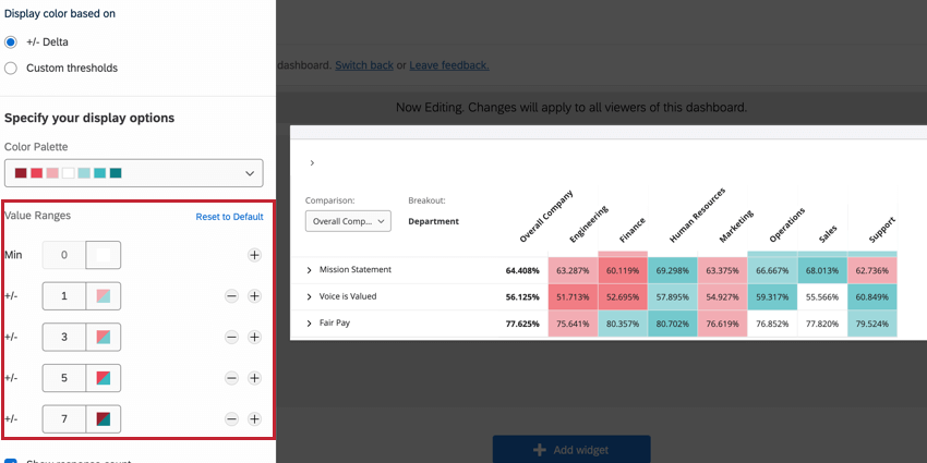 カラーパレットの範囲を選ぶ