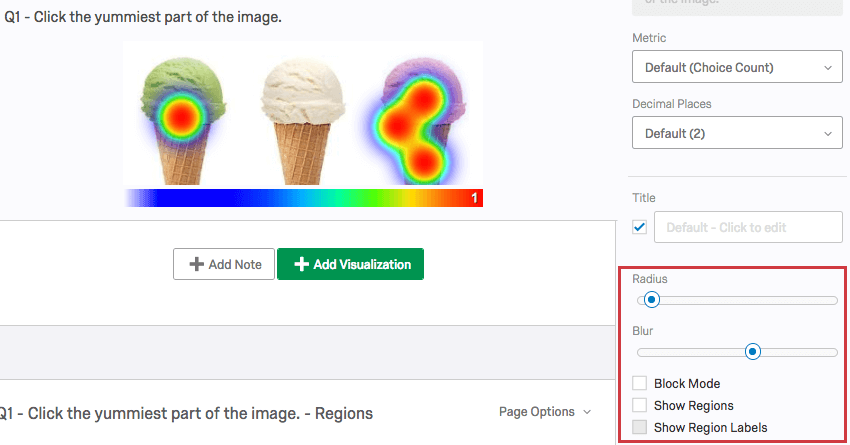radius and blur sliders on the visualization editing pane