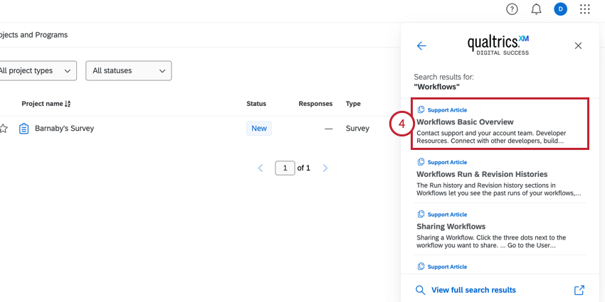 selecting an article to view it