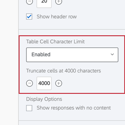 choosing a table cell character limit