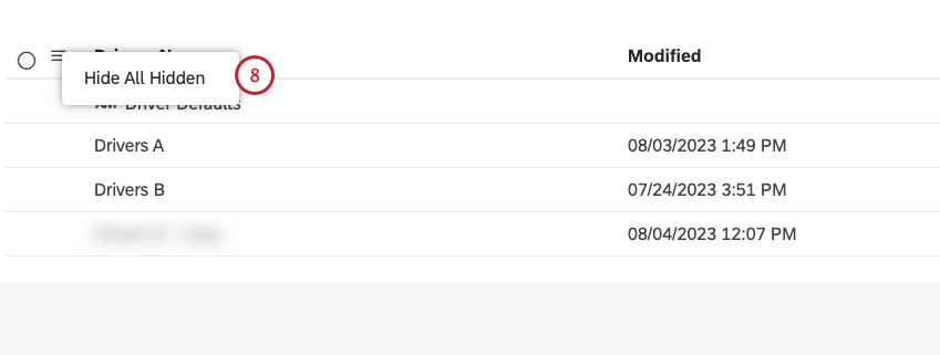 Haga clic en Ocultar todo lo oculto para ocultar los objetos que se muestran actualmente