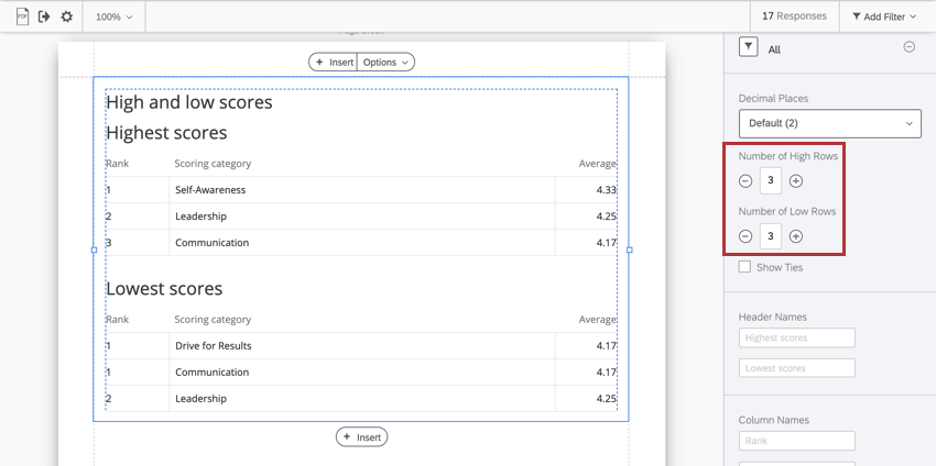 Settings in editing pane