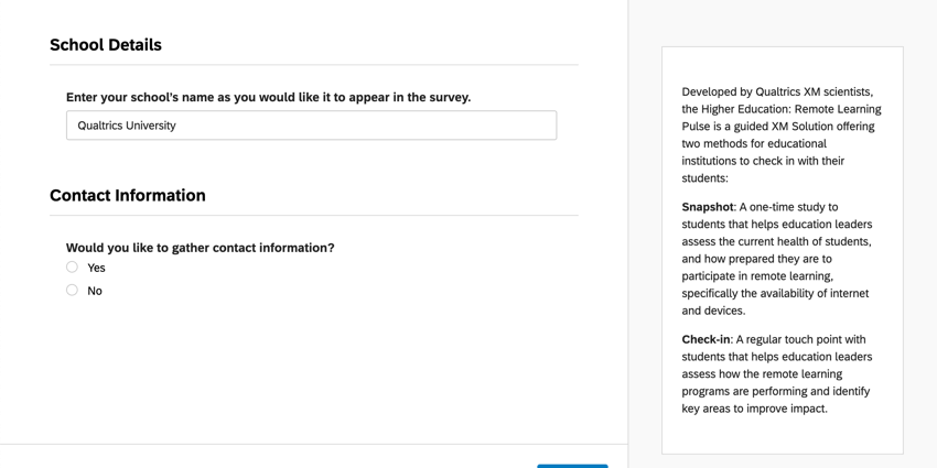 The check-in questions, as described
