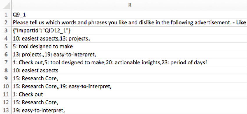 CSV file of highlight data