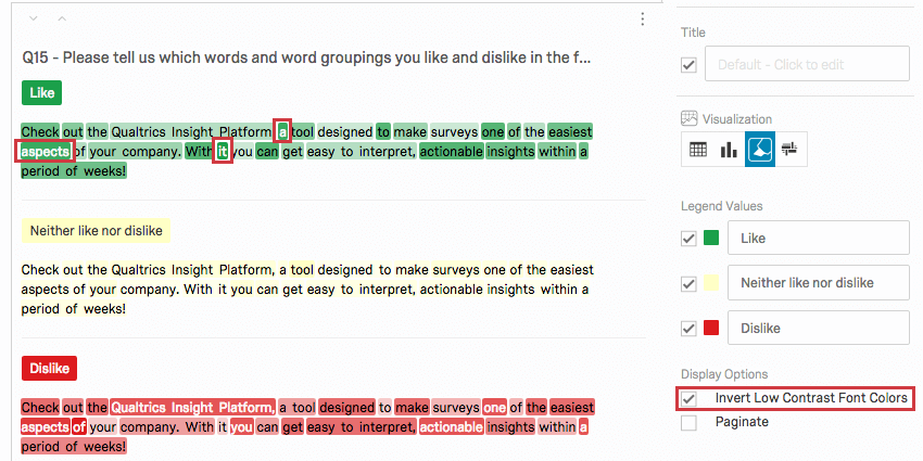invert low contrast font colors is selected, so words on the darkest highlights are white for easy-reading