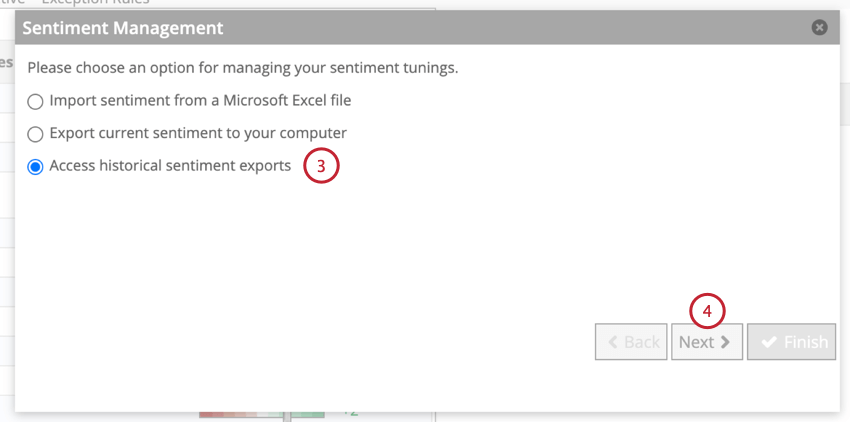 selecting historical exports