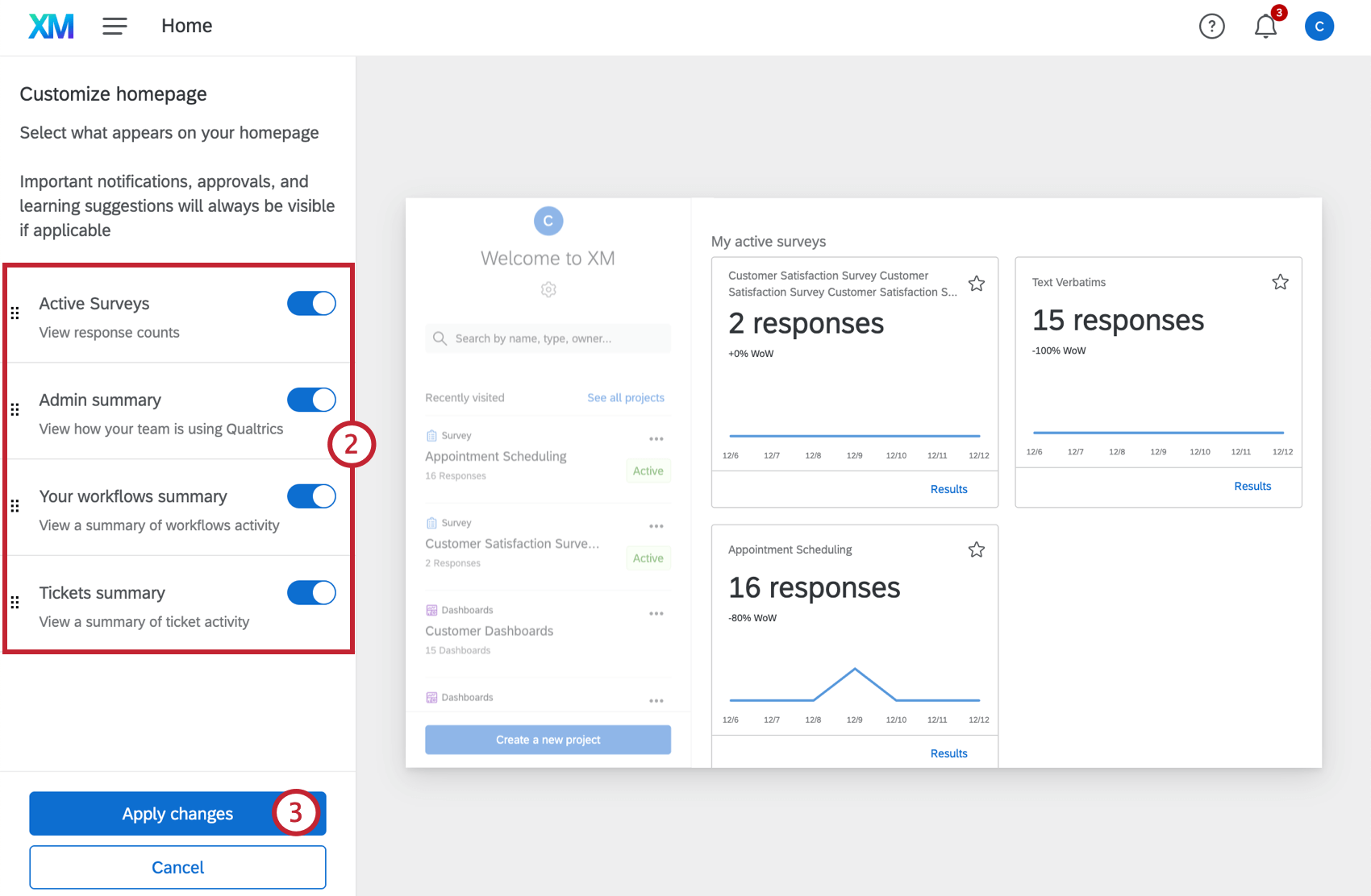 options for configuring/customizing your homepage