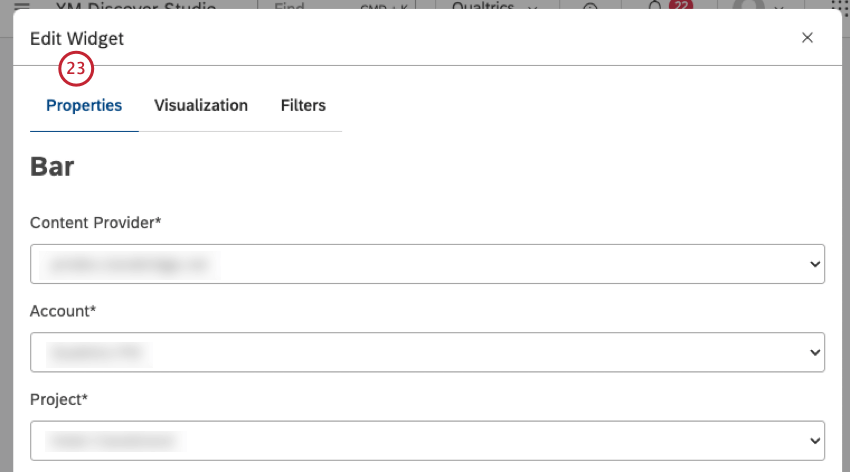 modifica della finestra del widget