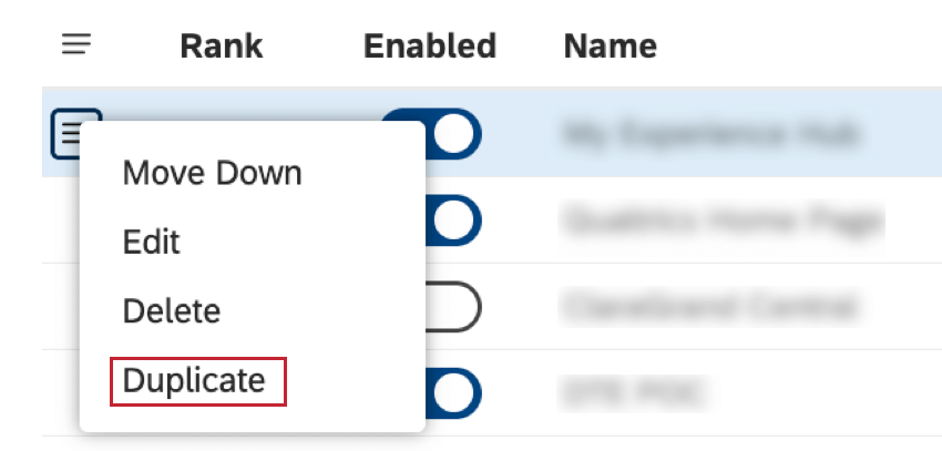 menu à 3 lignes développé suivant une page daccueil, et option dupliquée surlignée