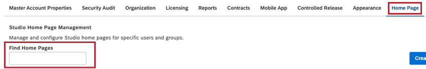 barra di ricerca in cima alla pagina