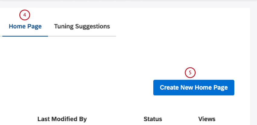 create new home page button