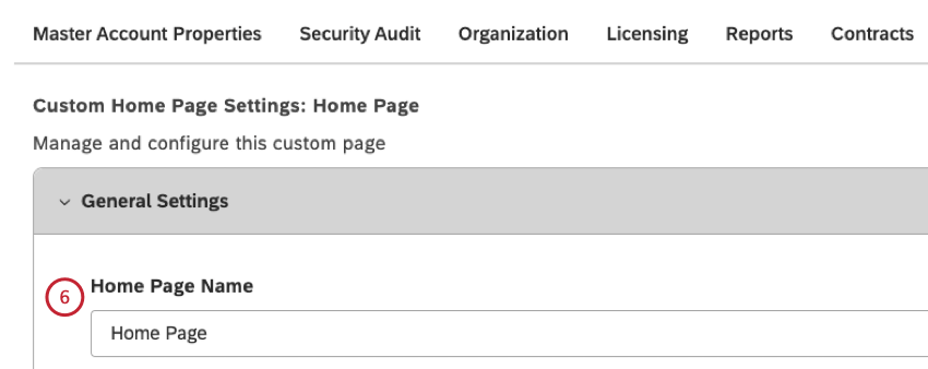 home page name field