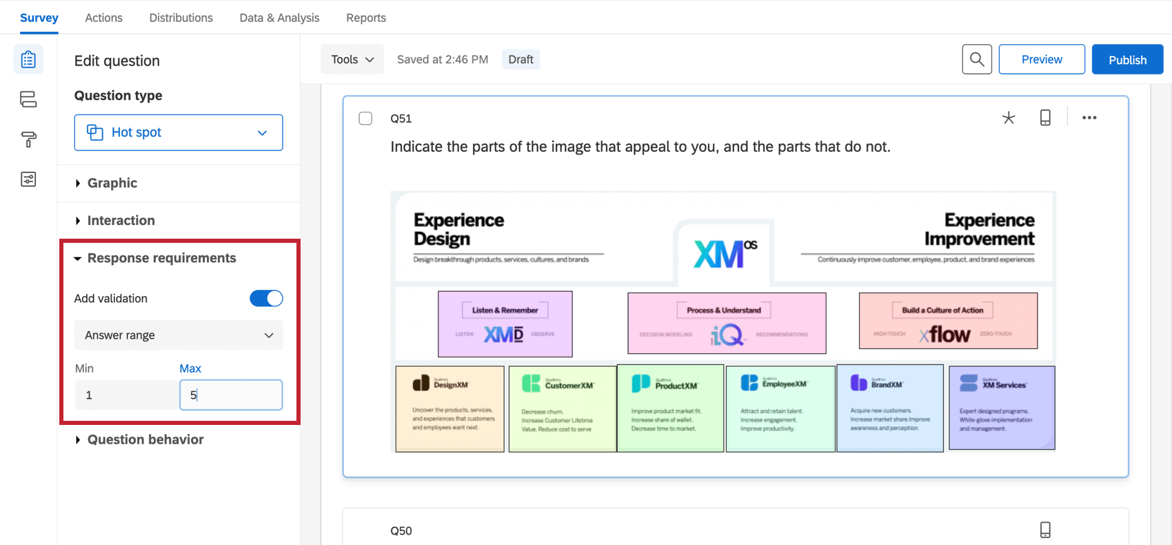 Hot spot in cui lintervallo è impostato da 1 a 5