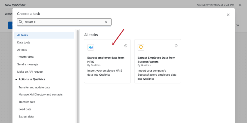 新しいウィンドウでタスクが表示されます。
