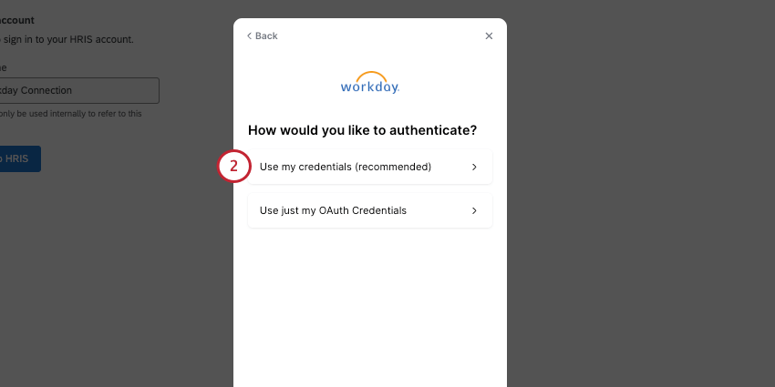 in next page of the window, choosing authentication type