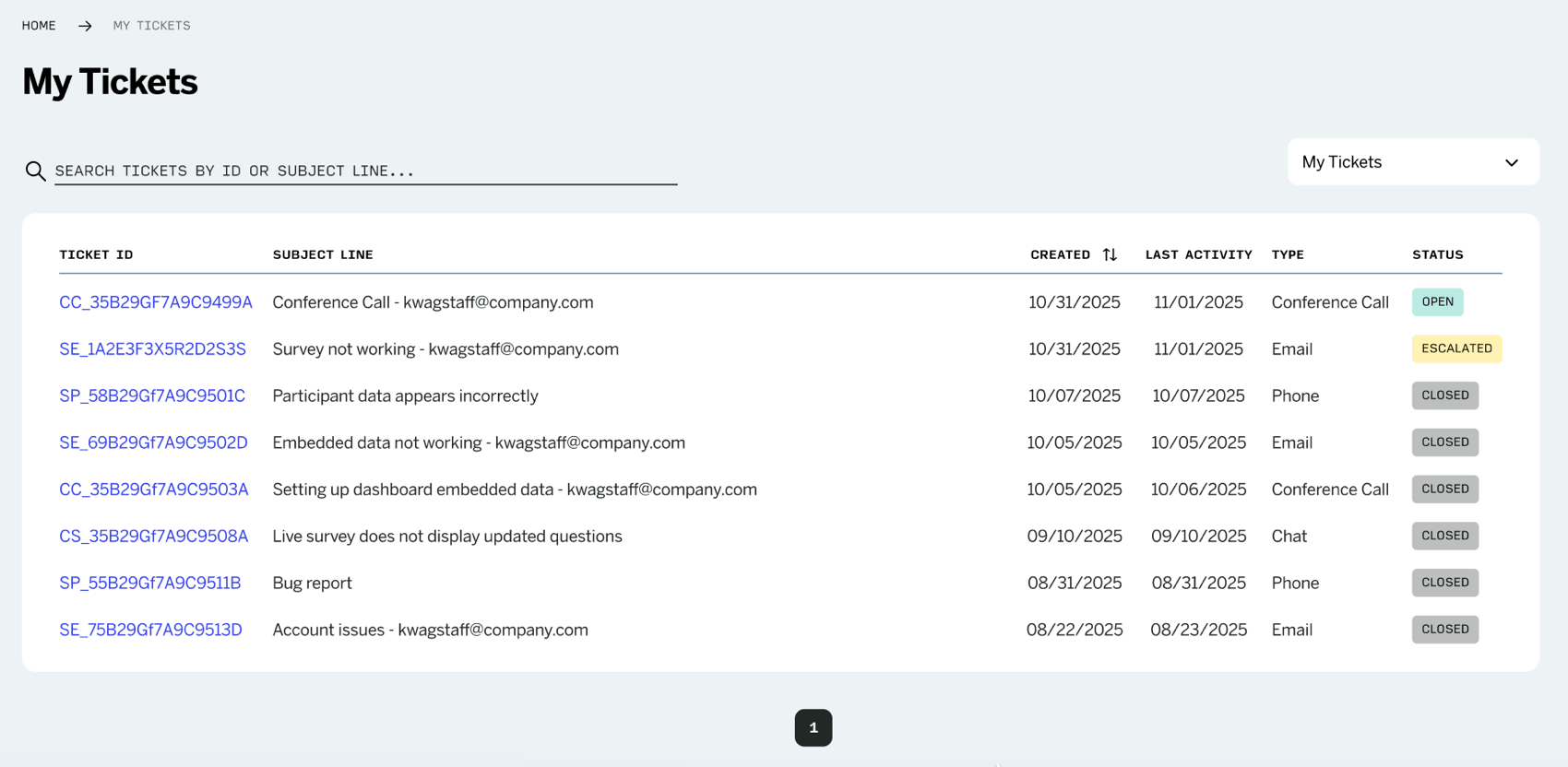 anzeigen von Tickets im Customer Success Hub