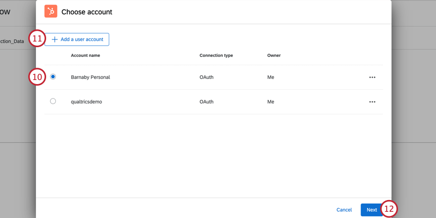 scegliere laccount hubspot da utilizzare