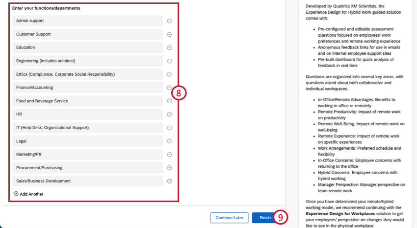 Ingresa tus departamentos para personalizar tu solución XM