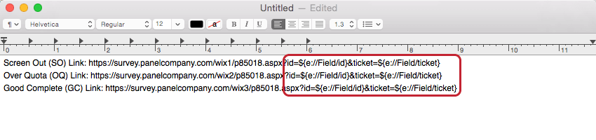 Final redirect link with all appropriate piped text and no dummy text