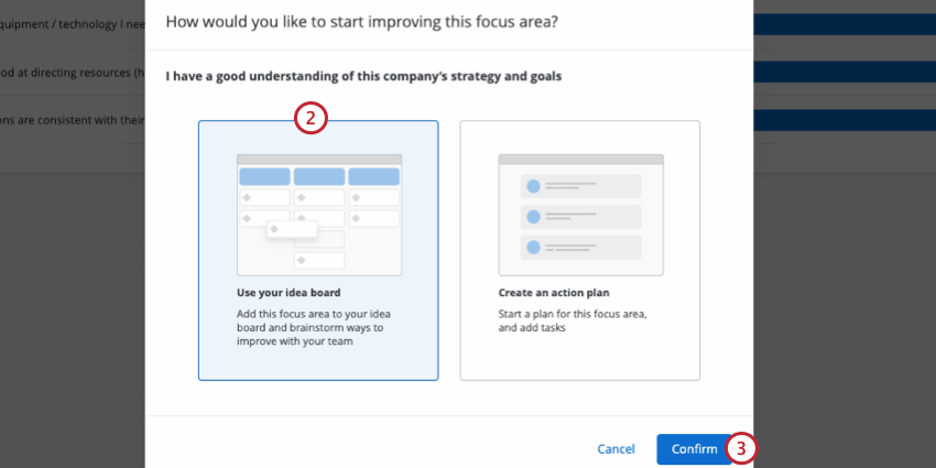 choosing use your idea board and clicking confirm
