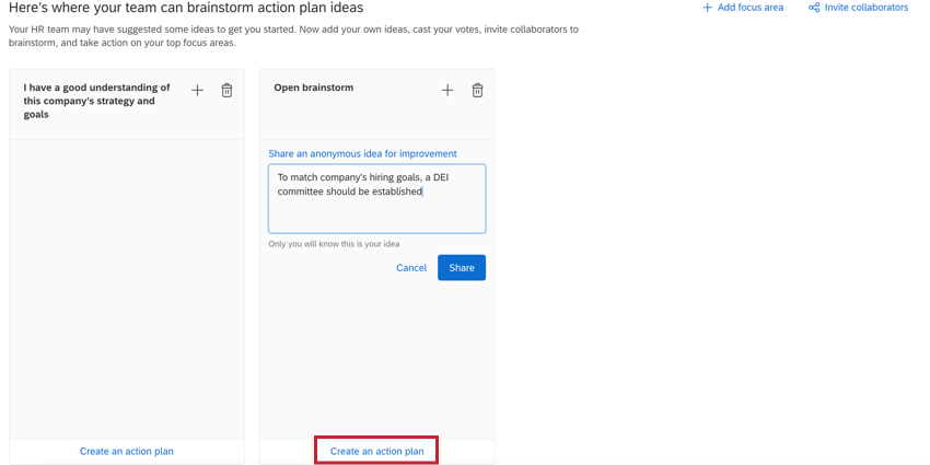 cliquer pour créer un plan daction au bas dun tableau didées