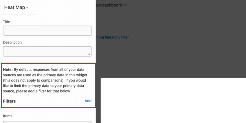 the filter field when editing an updated widget