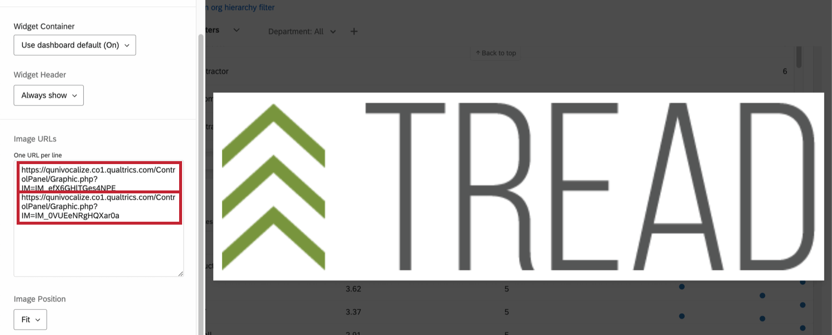 URL des images pour le Widget Diaporama dimages